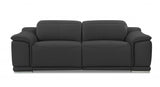 86" Dark Gray Italian Leather USB Reclining Sofa With Silver Legs - Homeroots - Flyclothing LLC