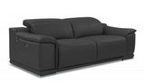 86" Dark Gray Italian Leather USB Reclining Sofa With Silver Legs - Homeroots - Flyclothing LLC