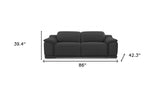 86" Dark Gray Italian Leather USB Reclining Sofa With Silver Legs - Homeroots - Flyclothing LLC