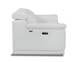 86" White Italian Leather USB Reclining Sofa With Silver Legs - Homeroots - Flyclothing LLC