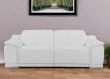 86" White Italian Leather USB Reclining Sofa With Silver Legs - Homeroots - Flyclothing LLC