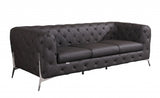 93" Brown Italian Leather Chesterfield Sofa With Silver Legs - Homeroots - Flyclothing LLC
