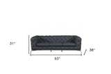 93" Dark Gray Italian Leather Chesterfield Sofa With Silver Legs - Homeroots - Flyclothing LLC
