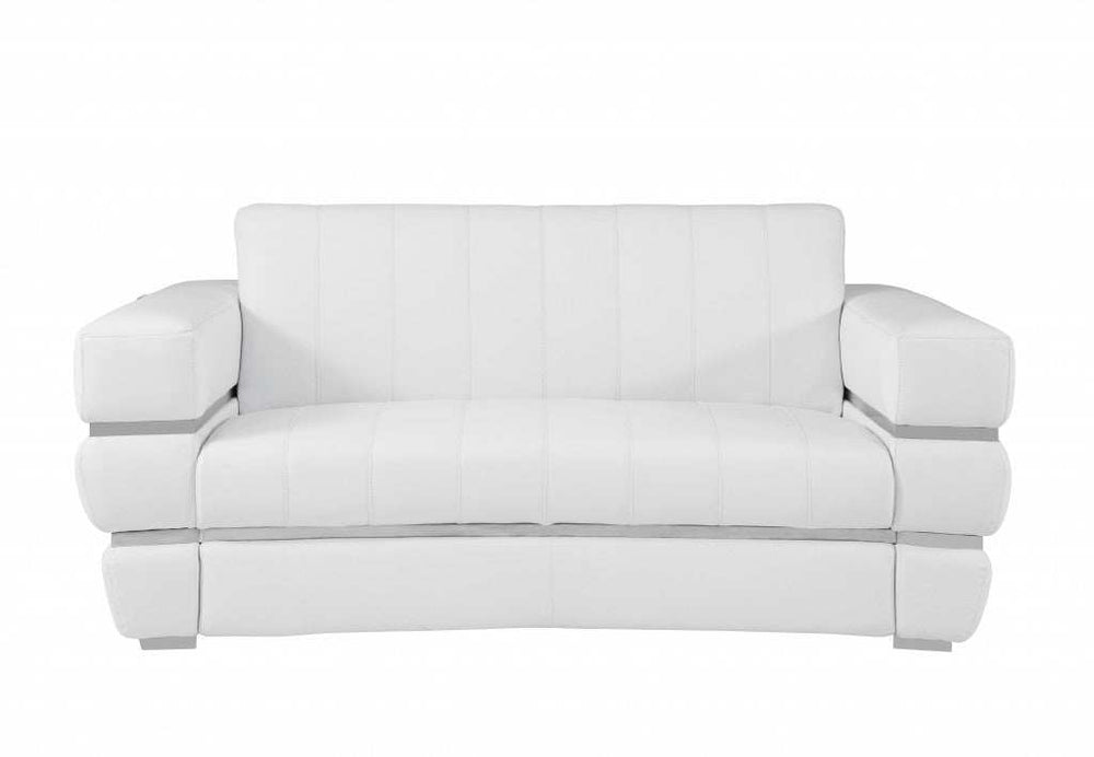 Three Piece Indoor White Italian Leather Six Person Seating Set - Homeroots - Flyclothing LLC