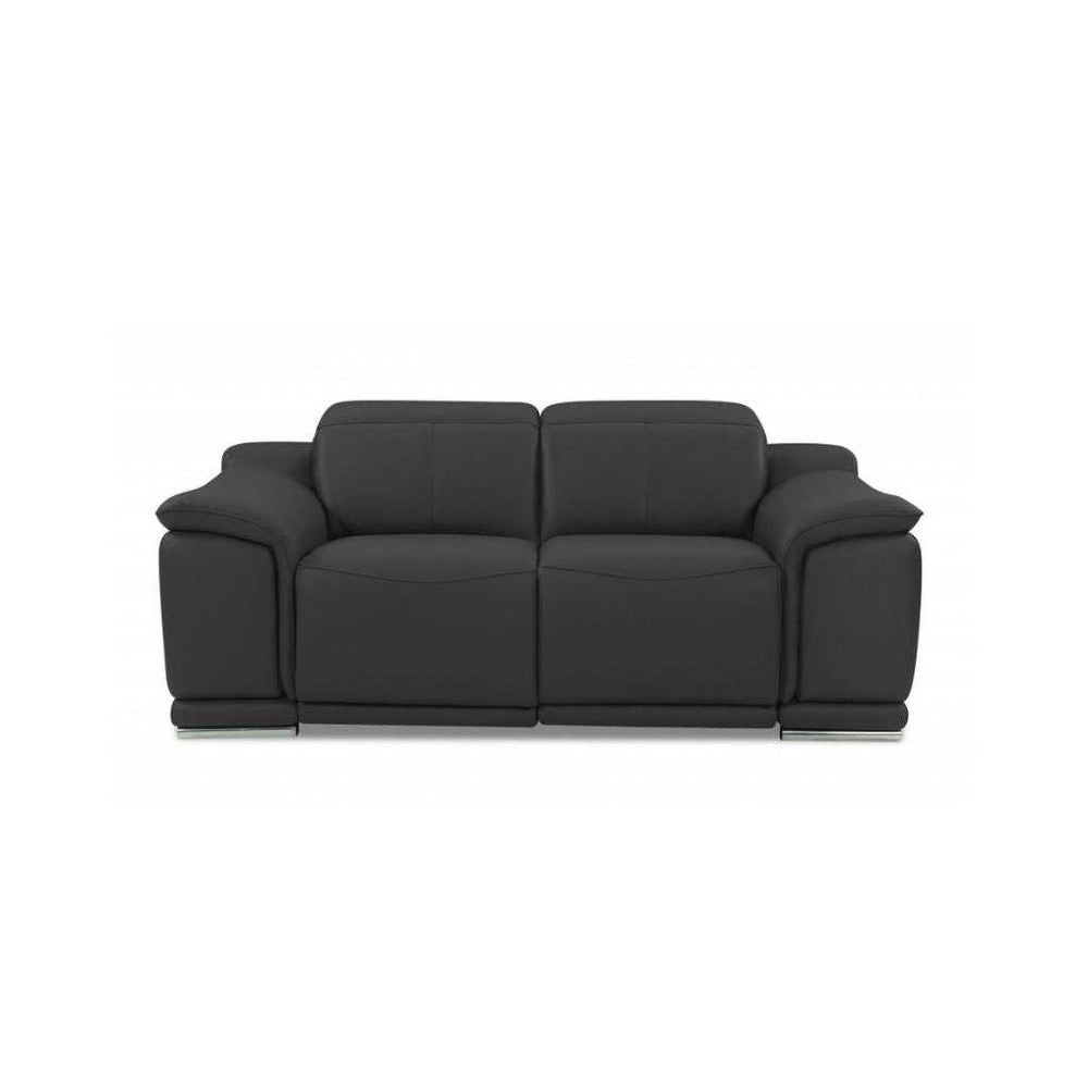 Two Piece Indoor Dark Gray Italian Leather Five Person Seating Set - Homeroots - Flyclothing LLC