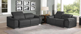 Two Piece Indoor Dark Gray Italian Leather Five Person Seating Set - Homeroots - Flyclothing LLC