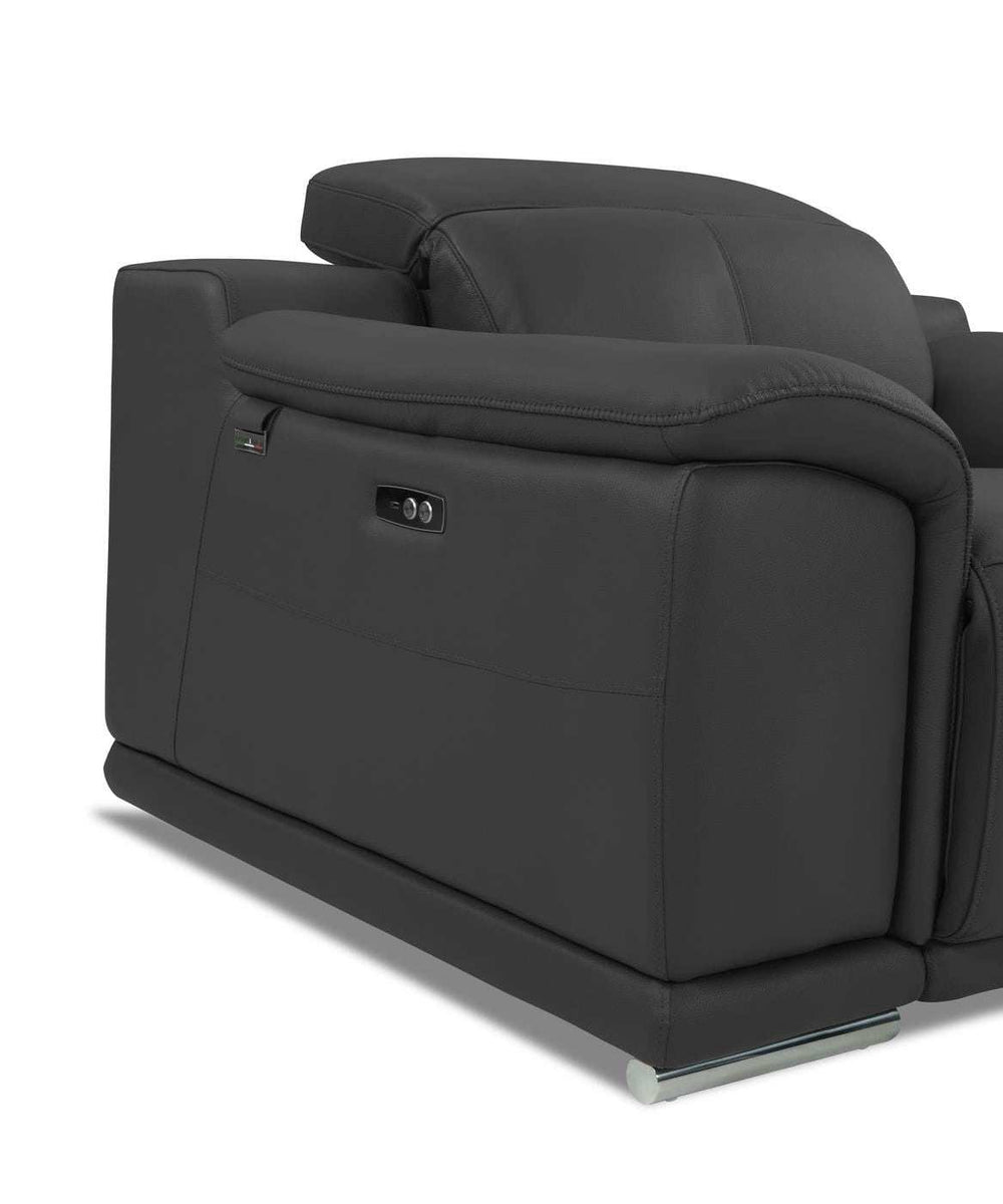 Two Piece Indoor Dark Gray Italian Leather Five Person Seating Set - Homeroots - Flyclothing LLC