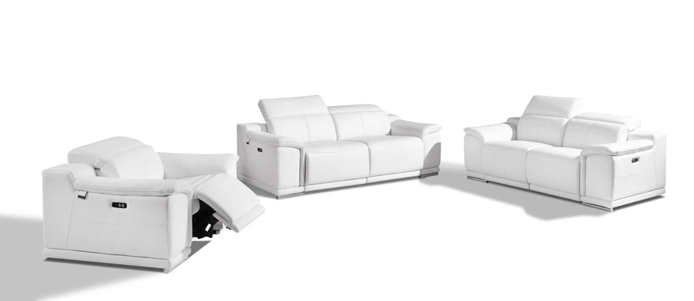 Three Piece Indoor White Italian Leather Six Person Seating Set - Homeroots - Flyclothing LLC