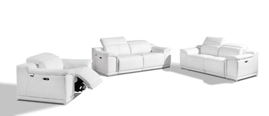 Three Piece Indoor White Italian Leather Six Person Seating Set - Homeroots - Flyclothing LLC