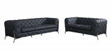 Two Piece Indoor Dark Gray Italian Leather Five Person Seating Set - Homeroots - Flyclothing LLC