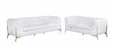 Two Piece Indoor White Italian Leather Five Person Seating Set - Homeroots - Flyclothing LLC