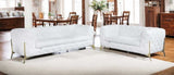 Two Piece Indoor White Italian Leather Five Person Seating Set - Homeroots - Flyclothing LLC