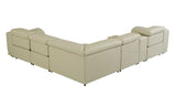 Beige Italian Leather Power Reclining U Shaped Six Piece Corner Sectional With Console - Homeroots - Flyclothing LLC
