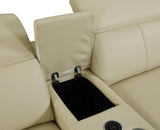 Beige Italian Leather Power Reclining U Shaped Six Piece Corner Sectional With Console - Homeroots - Flyclothing LLC