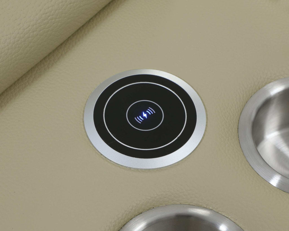 Beige Italian Leather Power Reclining U Shaped Seven Piece Corner Sectional With Console - Homeroots - Flyclothing LLC