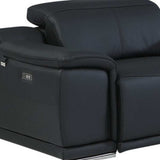 Black Italian Leather Power Reclining U Shaped Seven Piece Corner Sectional With Console - Homeroots - Flyclothing LLC