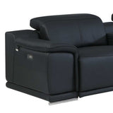 Black Italian Leather Power Reclining U Shaped Seven Piece Corner Sectional With Console - Homeroots - Flyclothing LLC