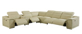 Beige Italian Leather Power Reclining U Shaped Seven Piece Corner Sectional With Console - Homeroots - Flyclothing LLC