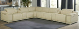 Beige Italian Leather Power Reclining U Shaped Eight Piece Corner Sectional With Console - Homeroots - Flyclothing LLC