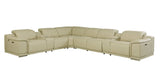 Beige Italian Leather Power Reclining U Shaped Eight Piece Corner Sectional With Console - Homeroots - Flyclothing LLC