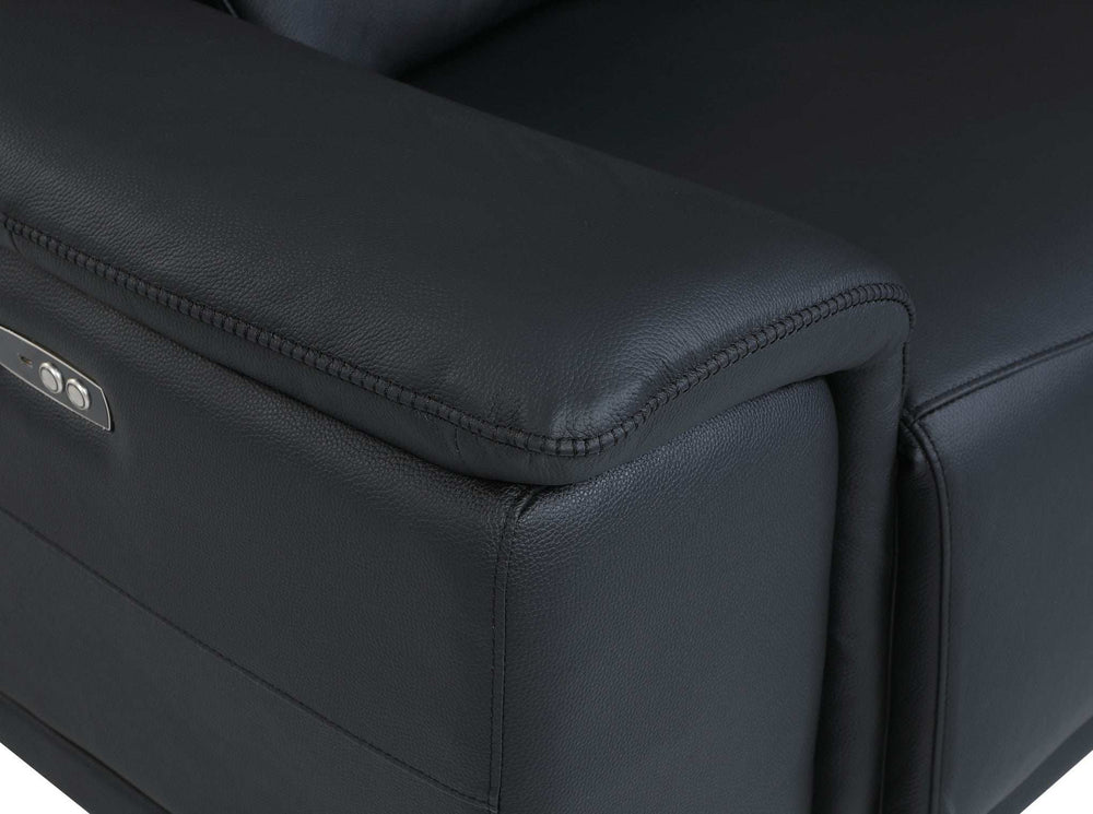 Black Italian Leather Power Reclining U Shaped Eight Piece Corner Sectional With Console - Homeroots - Flyclothing LLC