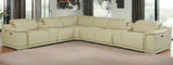 Beige Italian Leather Power Reclining U Shaped Eight Piece Corner Sectional With Console - Homeroots - Flyclothing LLC