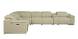 Beige Italian Leather Power Reclining U Shaped Eight Piece Corner Sectional With Console - Homeroots - Flyclothing LLC