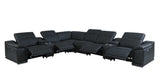 Black Italian Leather Power Reclining U Shaped Eight Piece Corner Sectional With Console - Homeroots - Flyclothing LLC