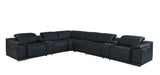 Black Italian Leather Power Reclining U Shaped Eight Piece Corner Sectional With Console - Homeroots - Flyclothing LLC