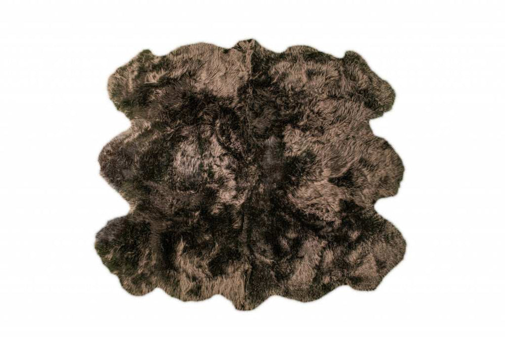 5' X 6' Chocolate Wool Sheepskin Handmade Area Rug - Homeroots - Flyclothing LLC