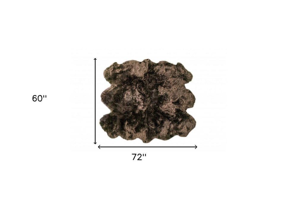 5' X 6' Chocolate Wool Sheepskin Handmade Area Rug - Homeroots - Flyclothing LLC