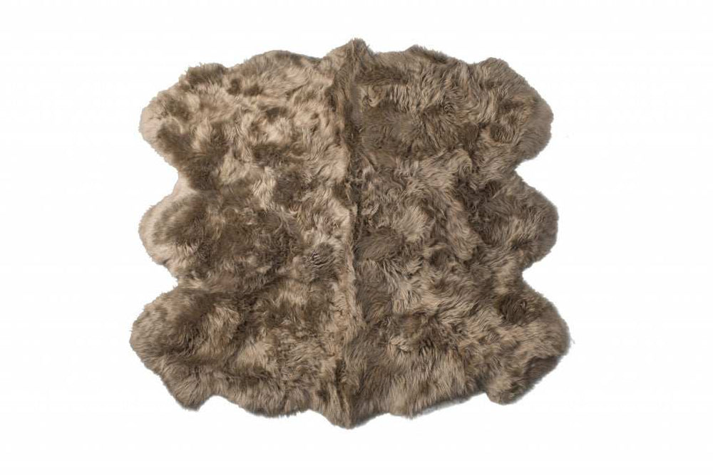 5' X 6' Taupe Wool Sheepskin Handmade Area Rug - Homeroots - Flyclothing LLC