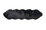 2' X 6' Black Faux Fur Washable Non Skid Area Rug - Homeroots - Flyclothing LLC