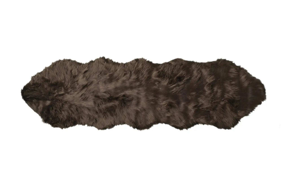 2' X 6' Chocolate Faux Fur Washable Non Skid Area Rug - Homeroots - Flyclothing LLC