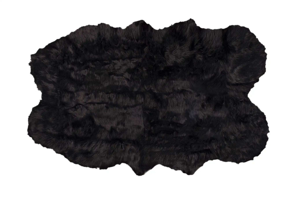 4' X 6' Black Faux Fur Washable Non Skid Area Rug - Homeroots - Flyclothing LLC