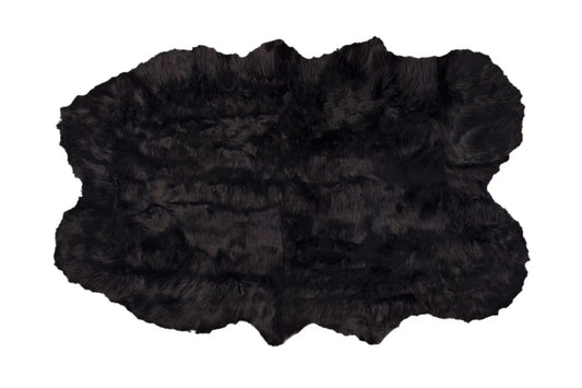 4' X 6' Black Faux Fur Washable Non Skid Area Rug - Homeroots - Flyclothing LLC
