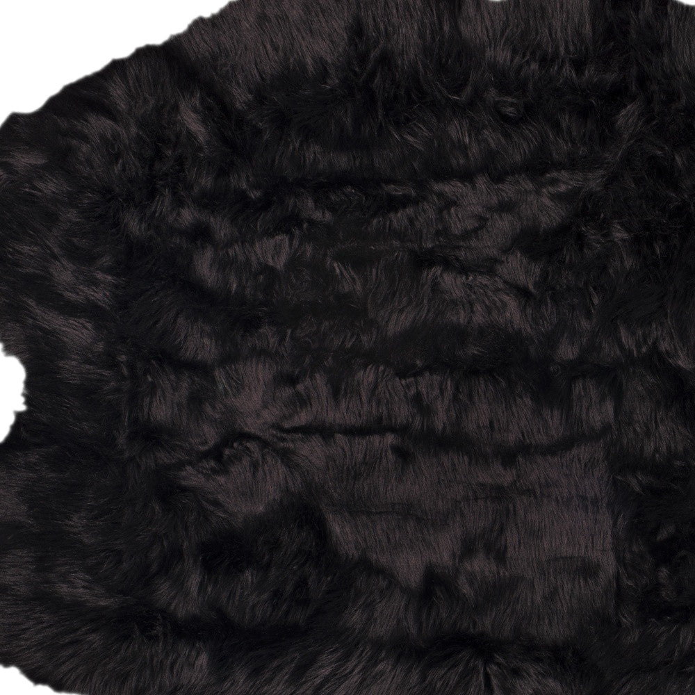 4' X 6' Black Faux Fur Washable Non Skid Area Rug - Homeroots - Flyclothing LLC