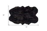4' X 6' Black Faux Fur Washable Non Skid Area Rug - Homeroots - Flyclothing LLC