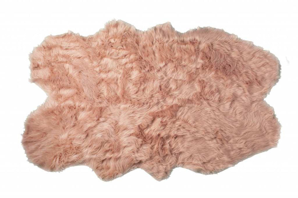 4' X 6' Dusty Rose Faux Fur Washable Non Skid Area Rug - Homeroots - Flyclothing LLC