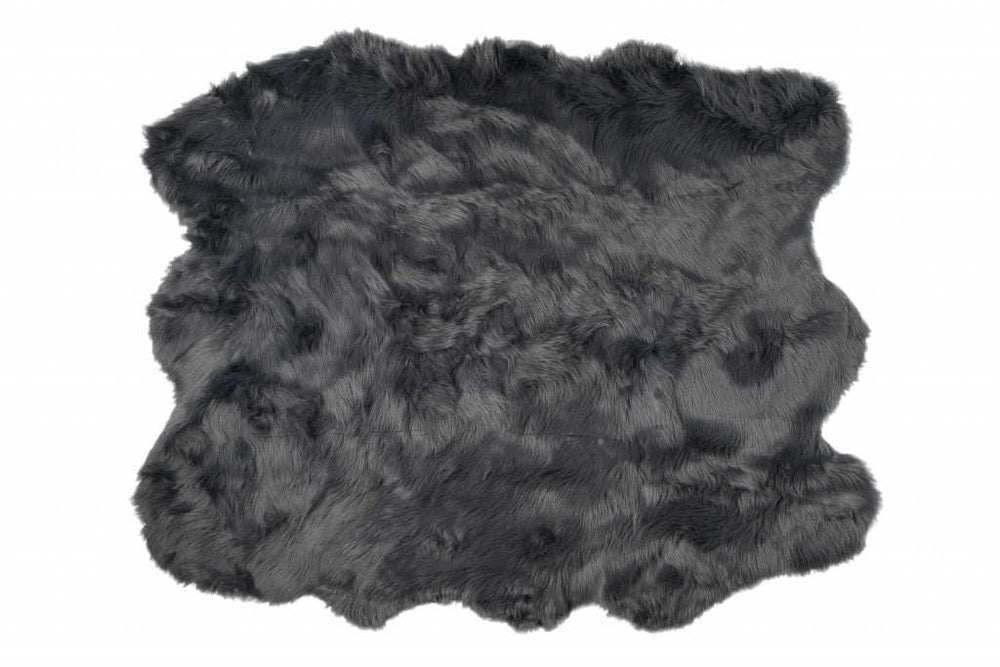5' X 6' Grey Faux Fur Washable Non Skid Area Rug - Homeroots - Flyclothing LLC