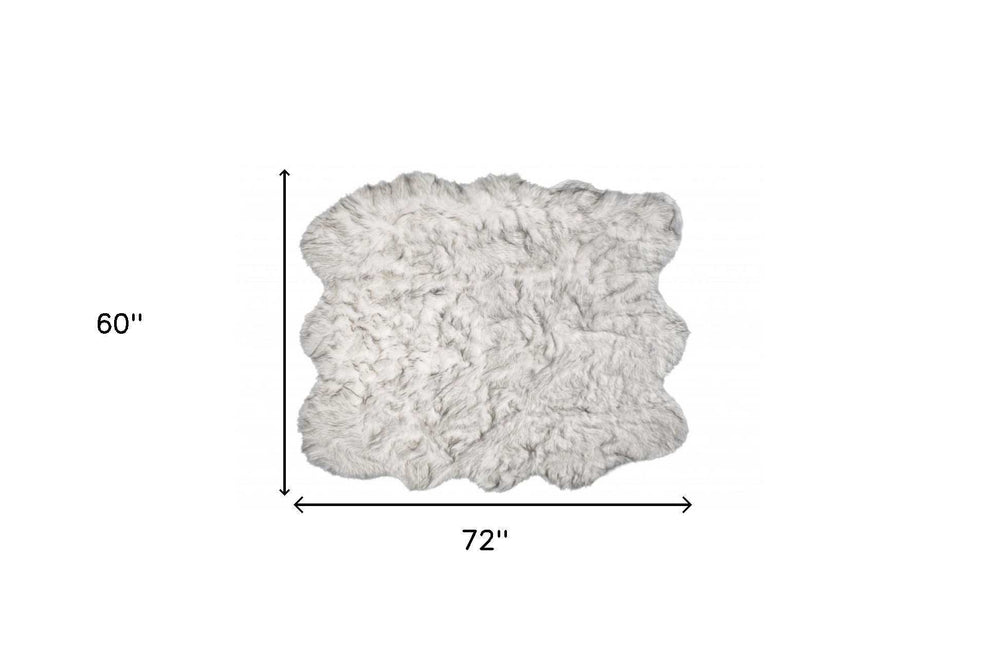 5' X 6' Grey Ombre Faux Sheepskin Non Skid Area Rug - Homeroots - Flyclothing LLC