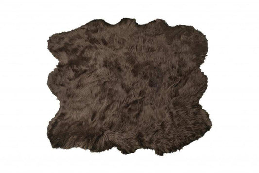 5' X 6' Chocolate Faux Sheepskin Non Skid Area Rug - Homeroots - Flyclothing LLC