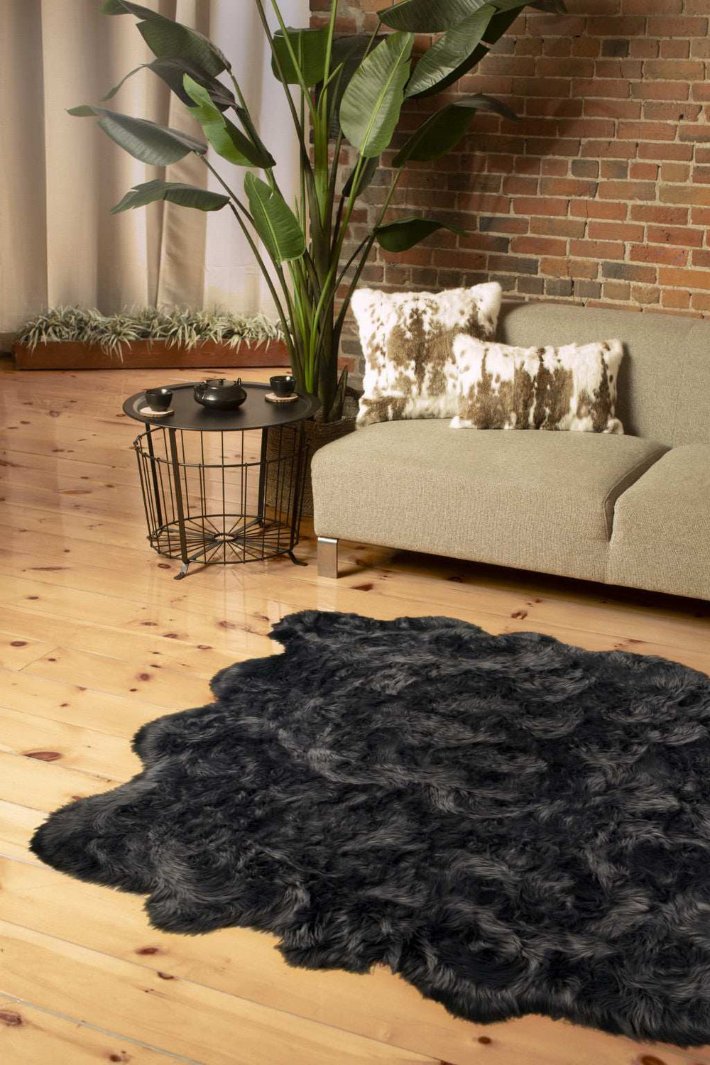 6' X 6' Grey Faux Fur Washable Non Skid Area Rug - Homeroots - Flyclothing LLC