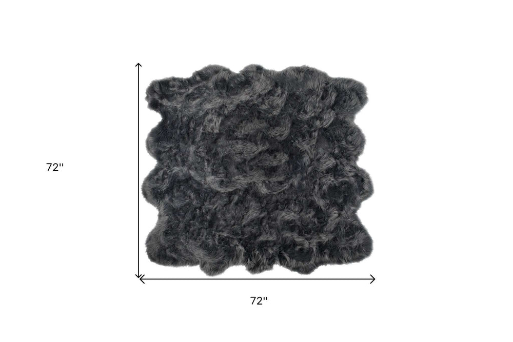 6' X 6' Grey Faux Fur Washable Non Skid Area Rug - Homeroots - Flyclothing LLC
