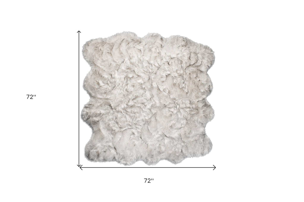 6' X 6' Ombre Grey Faux Fur Washable Non Skid Area Rug - Homeroots - Flyclothing LLC