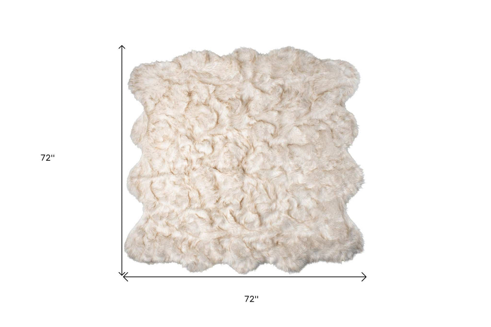 6' X 6' Ombre Tan Faux Fur Washable Non Skid Area Rug - Homeroots - Flyclothing LLC