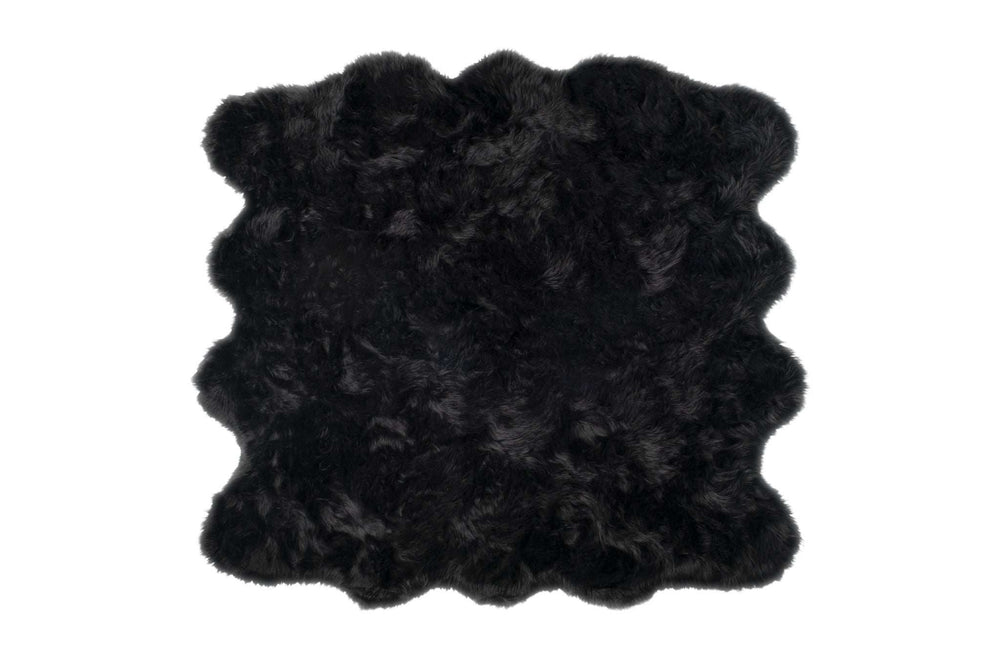 6' X 6' Black Faux Fur Washable Non Skid Area Rug - Homeroots - Flyclothing LLC