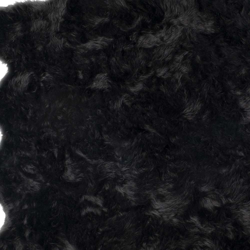 6' X 6' Black Faux Fur Washable Non Skid Area Rug - Homeroots - Flyclothing LLC