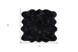 6' X 6' Black Faux Fur Washable Non Skid Area Rug - Homeroots - Flyclothing LLC