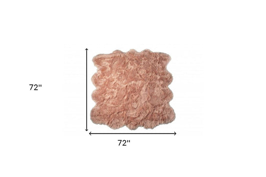 6' X 6' Dusty Rose Faux Fur Washable Non Skid Area Rug - Homeroots - Flyclothing LLC